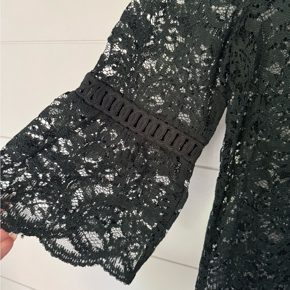 LOFT Dark Green Lace Blouse, Women’s S - Picture 3 of 7